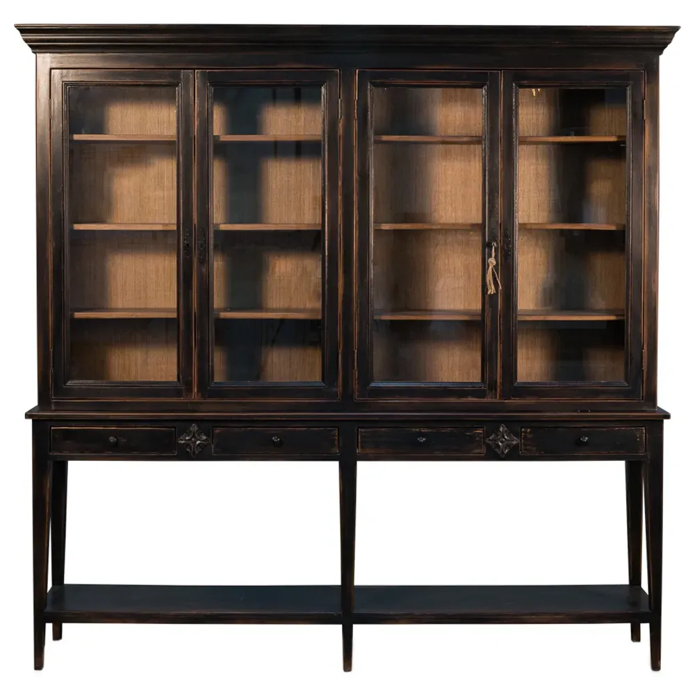 Brenda Glass Panel Display Case with Storage - Dark Brown, Pine image