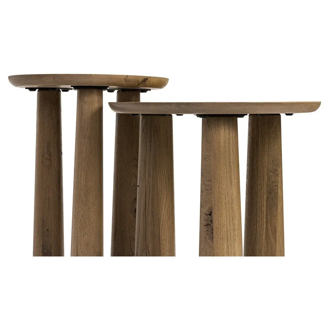 Brendon Round Nesting End Tables - Brown, Oak