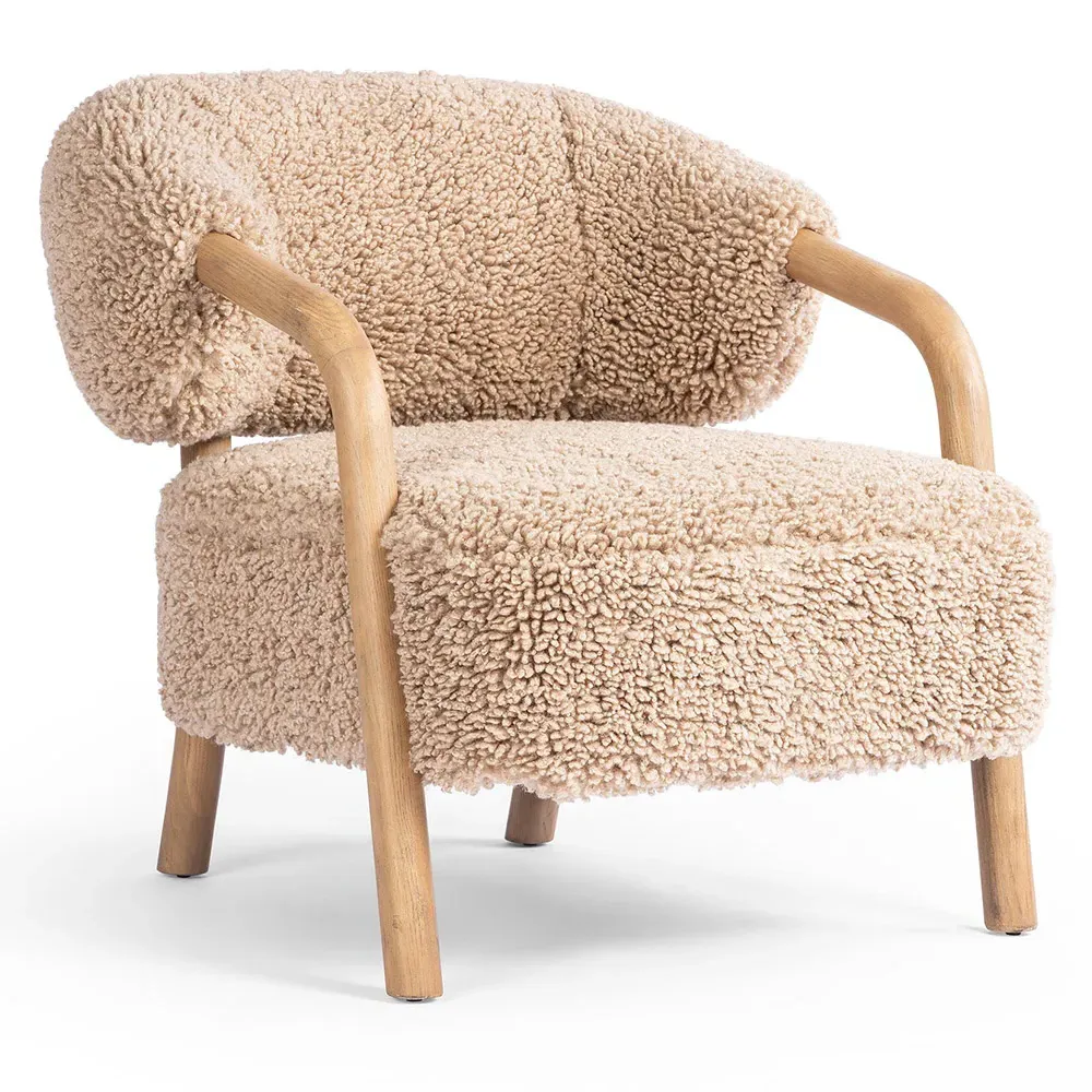 Brenna Arm Chair - Brown, Faux Shearling