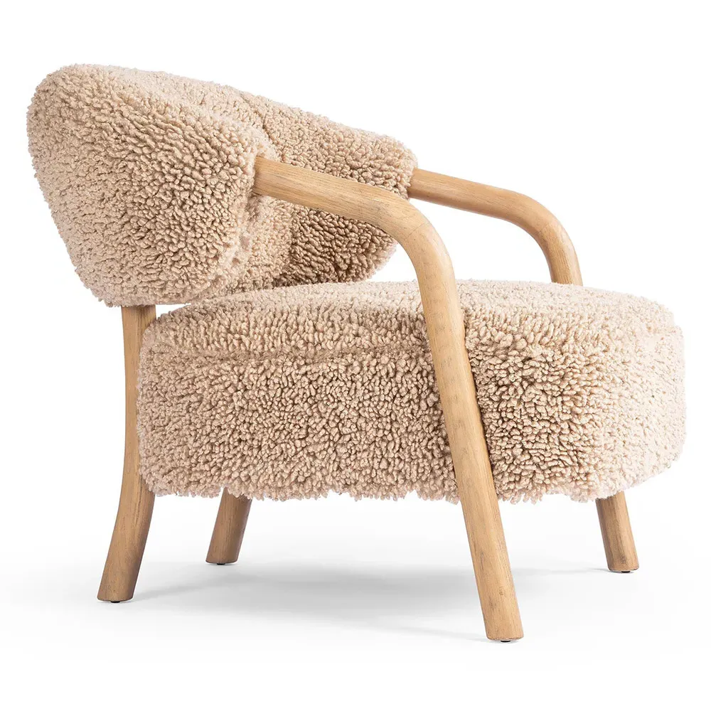 Brenna Arm Chair - Brown, Faux Shearling