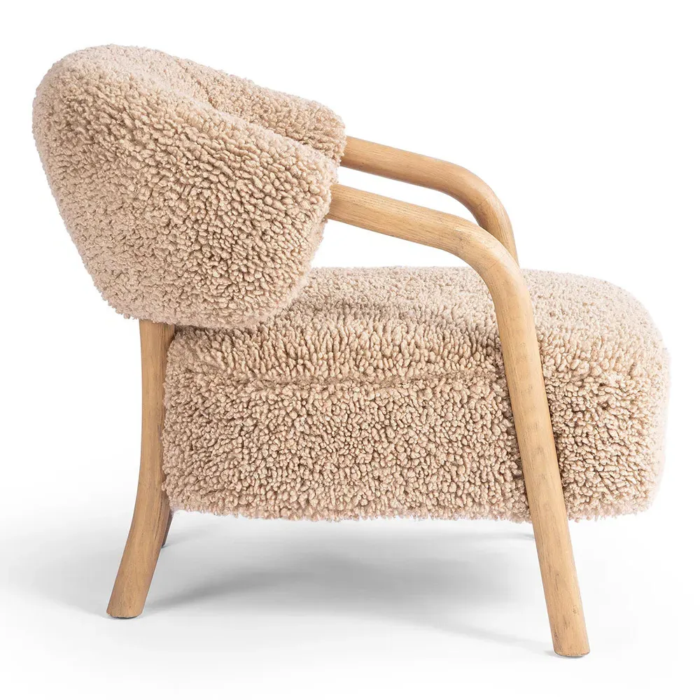 Brenna Arm Chair - Brown, Faux Shearling