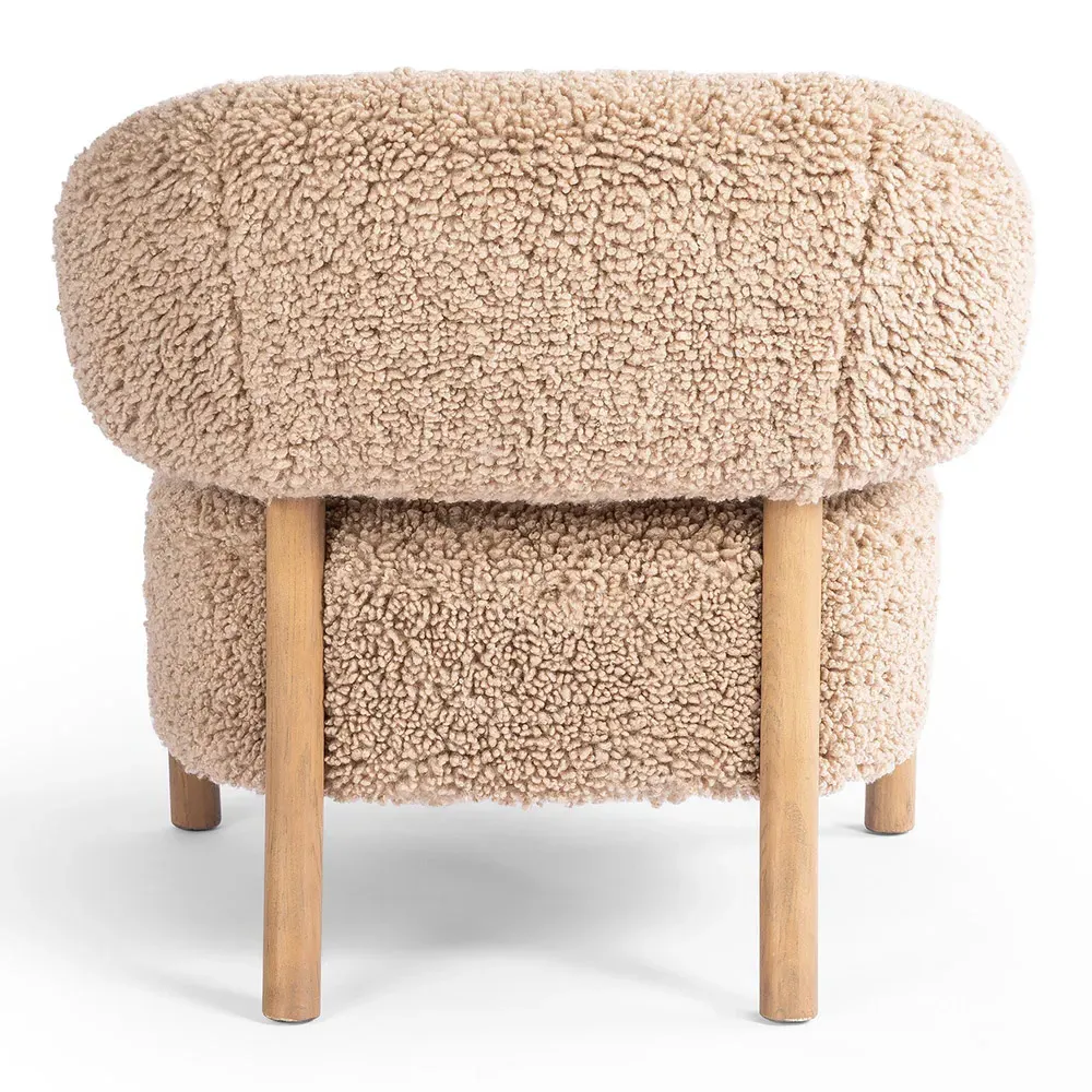 Brenna Arm Chair - Brown, Faux Shearling