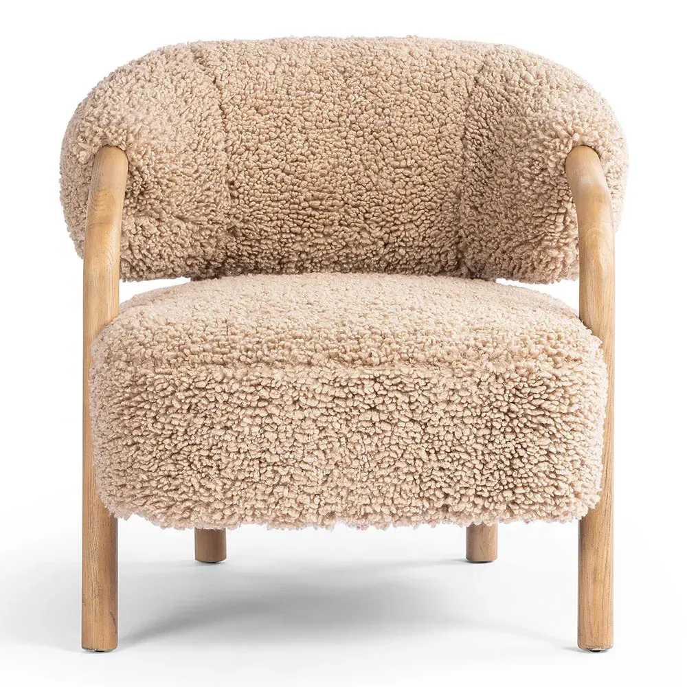 Brenna Arm Chair - Brown, Faux Shearling