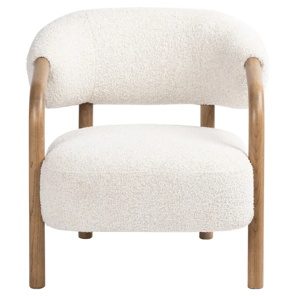 Brenna Arm Chair - White, Faux Shearling