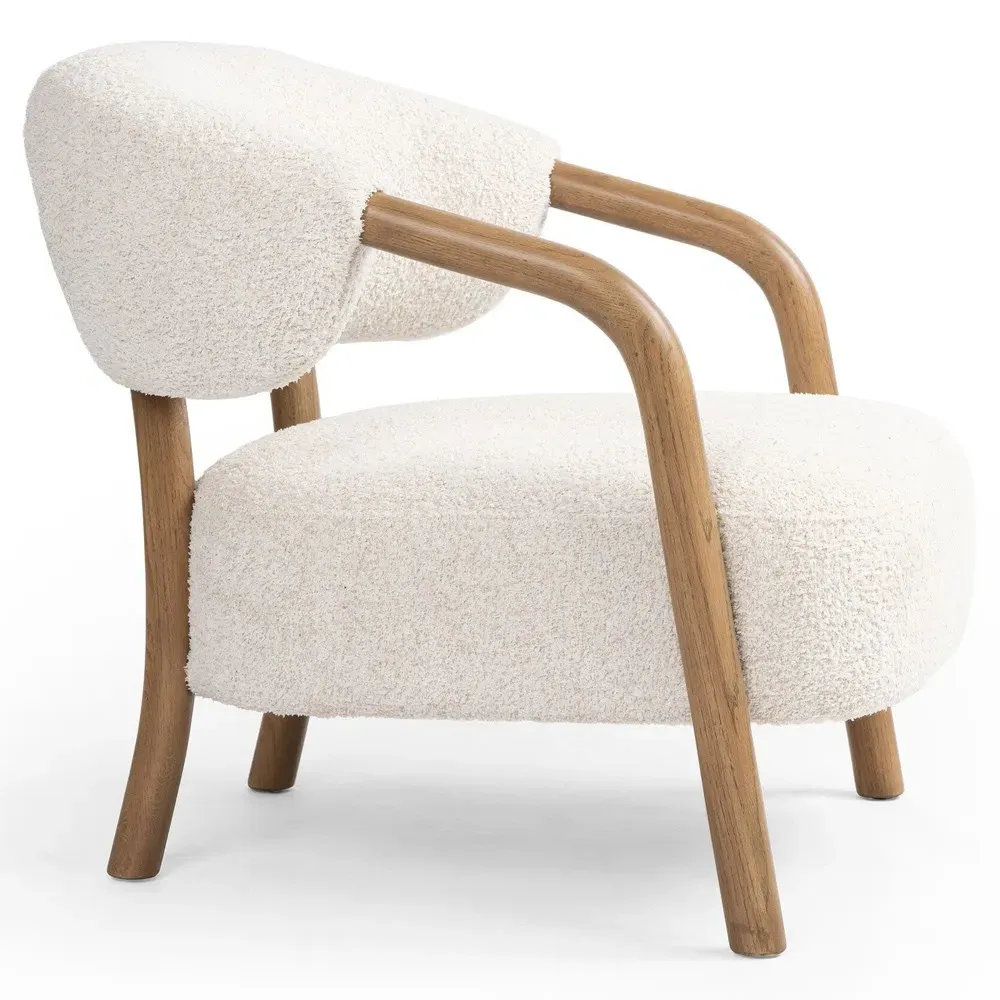 Brenna Arm Chair - White, Faux Shearling