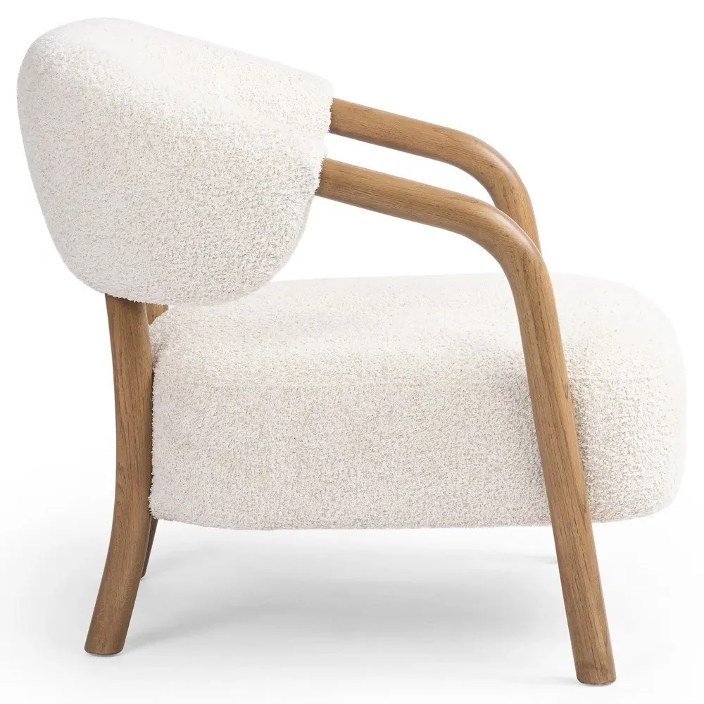 Brenna Arm Chair - White, Faux Shearling
