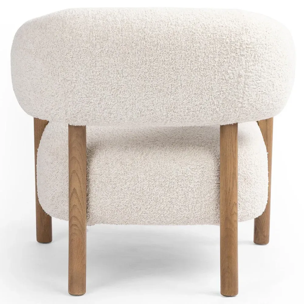 Brenna Arm Chair - White, Faux Shearling