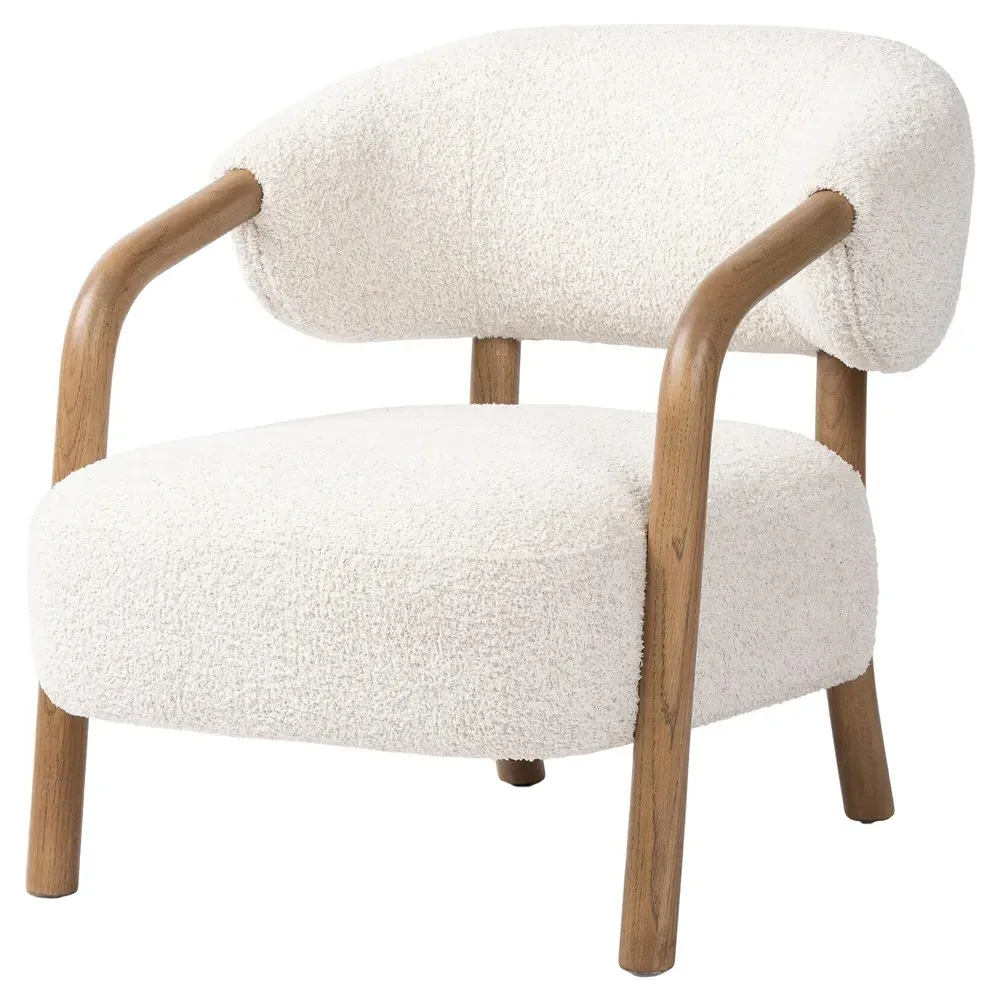 Brenna Arm Chair - White, Faux Shearling image