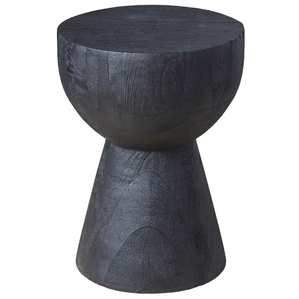 Brenna Round Side Table - Large - Charcoal, Hardwood