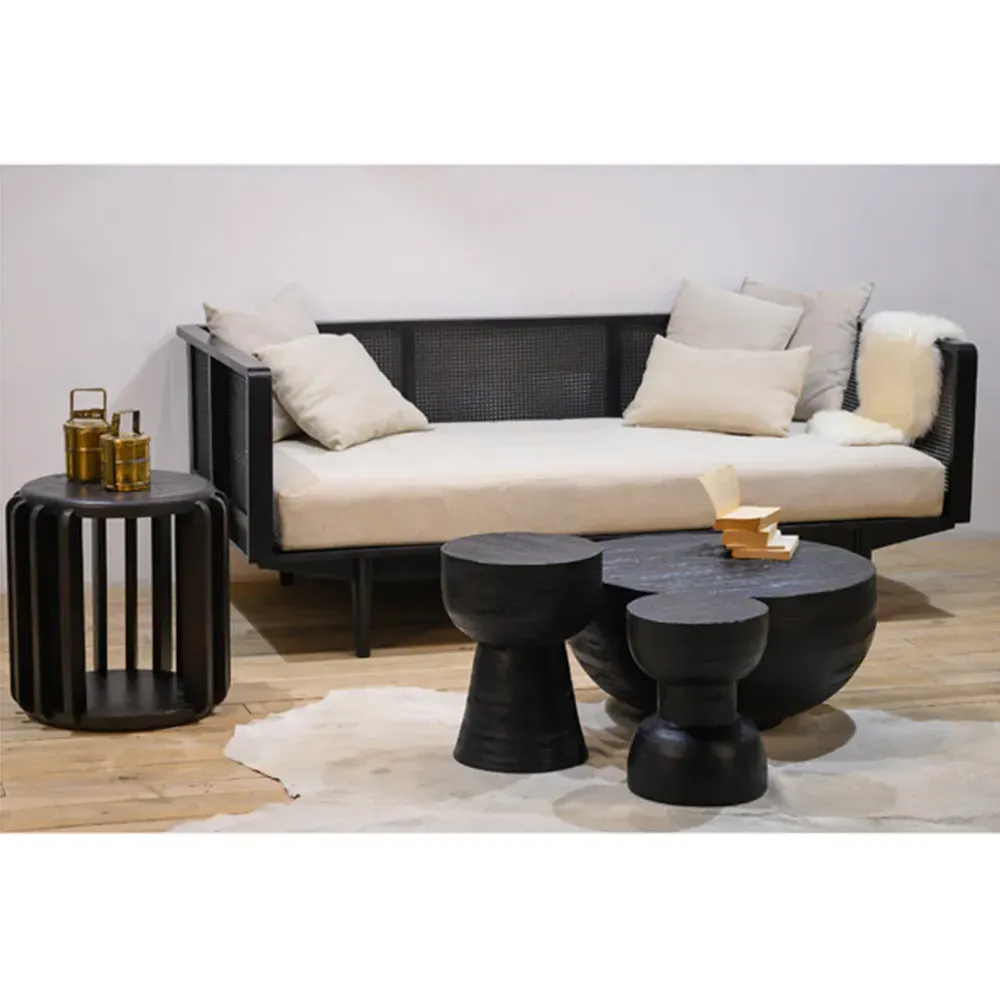 Brenna Round Side Table - Large - Charcoal, Hardwood