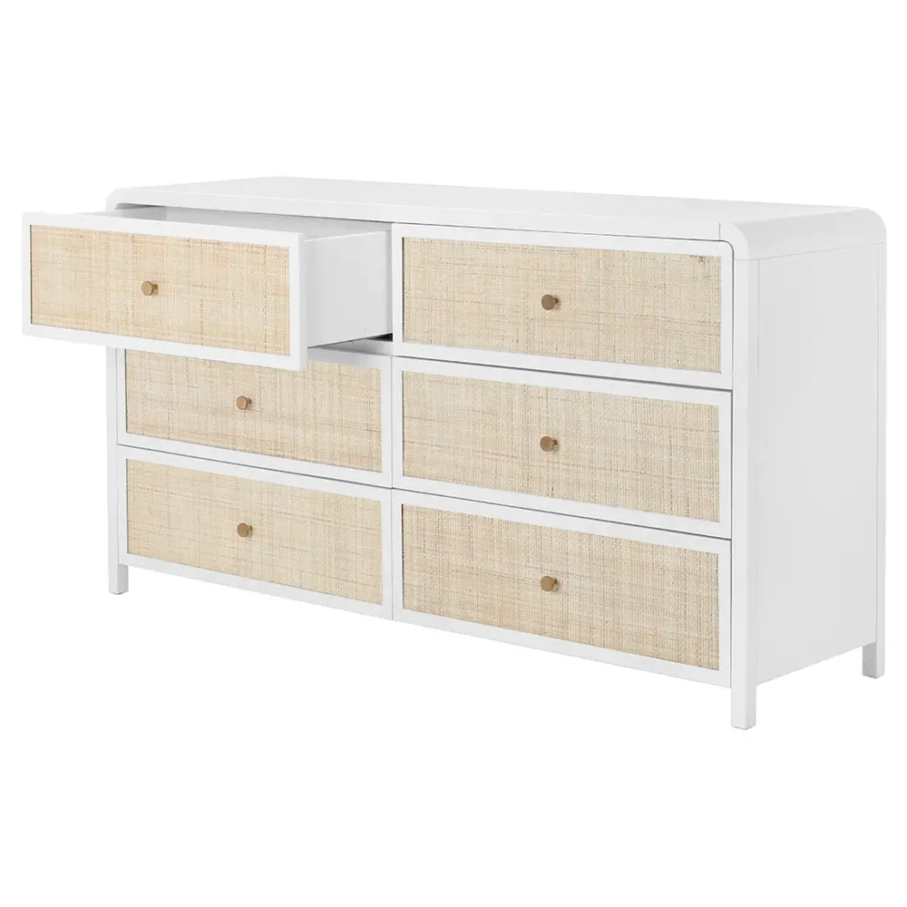 Brennan Double Dresser - White, Rattan