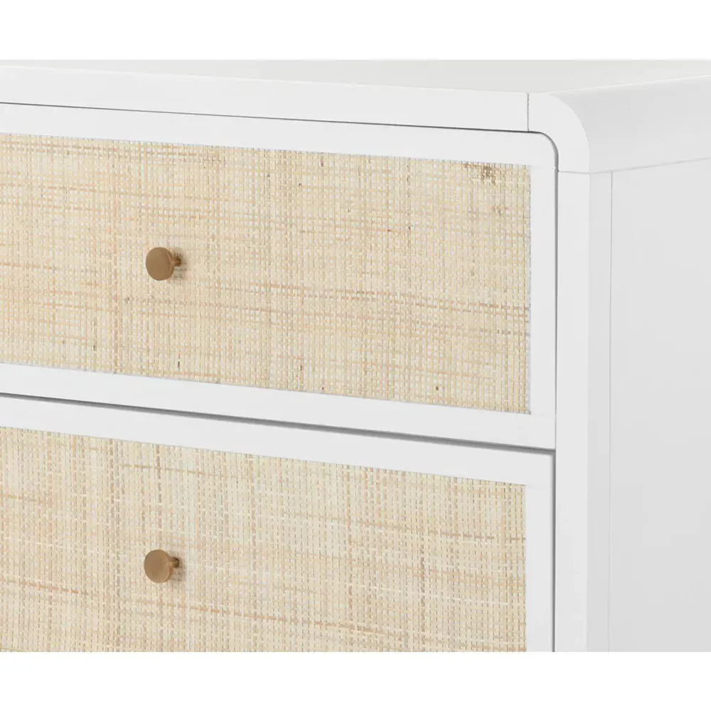 Brennan Double Dresser - White, Rattan
