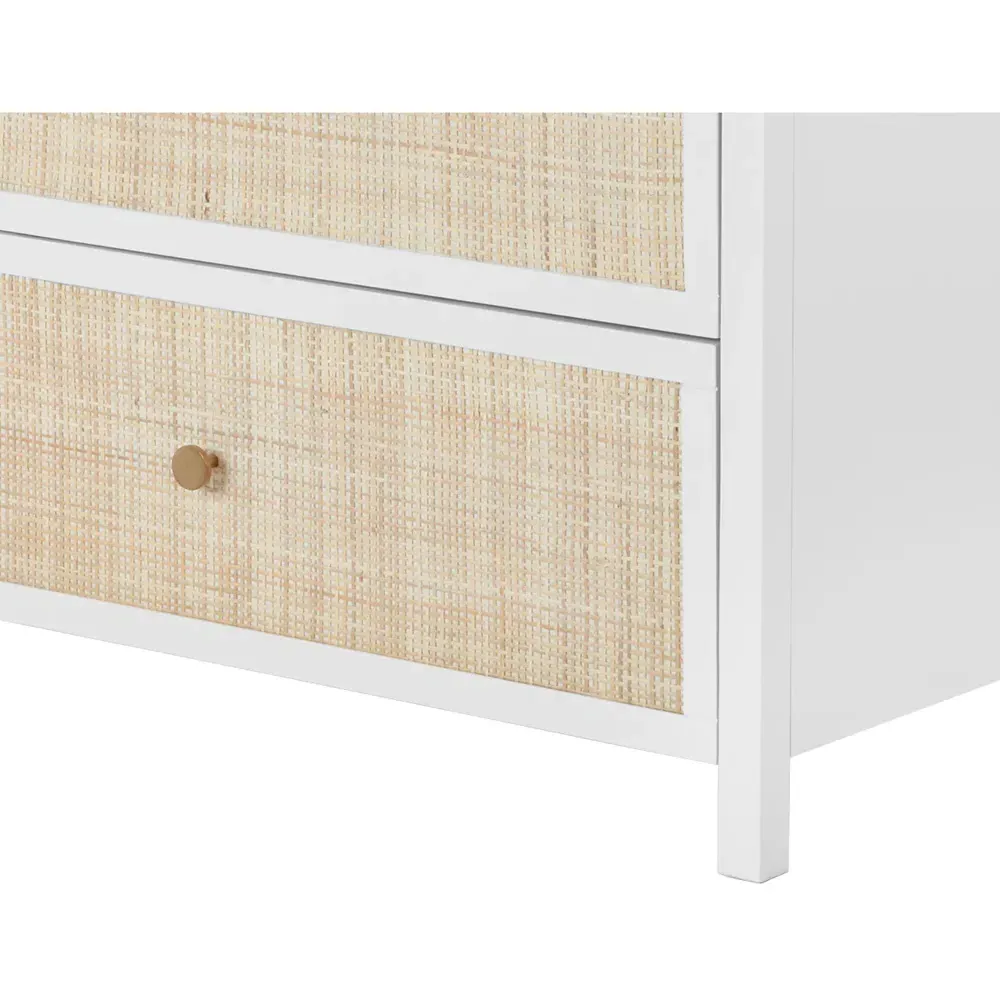 Brennan Double Dresser - White, Rattan