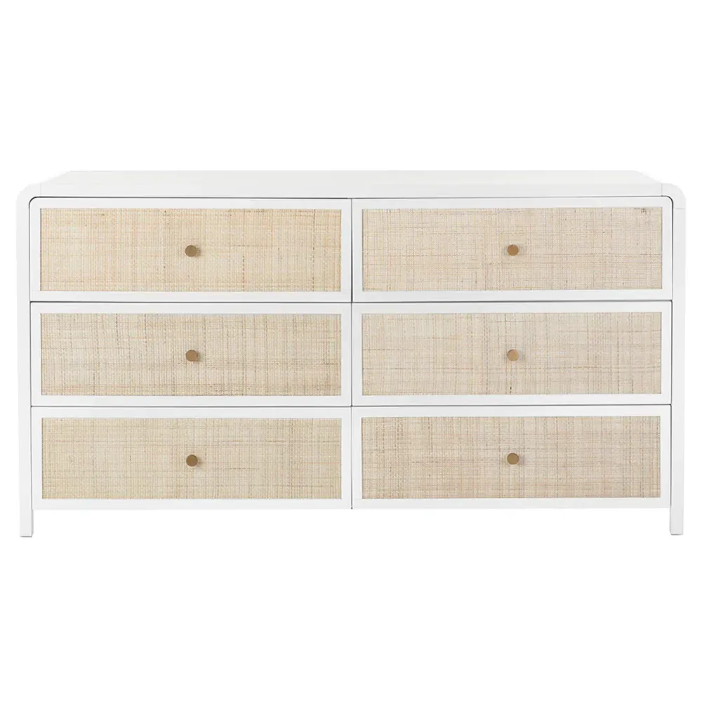 Brennan Double Dresser - White, Rattan image