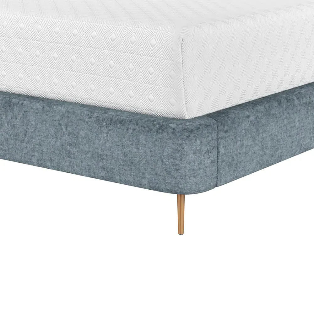 Brennan King Size Wingback Bed - Blue, Steel