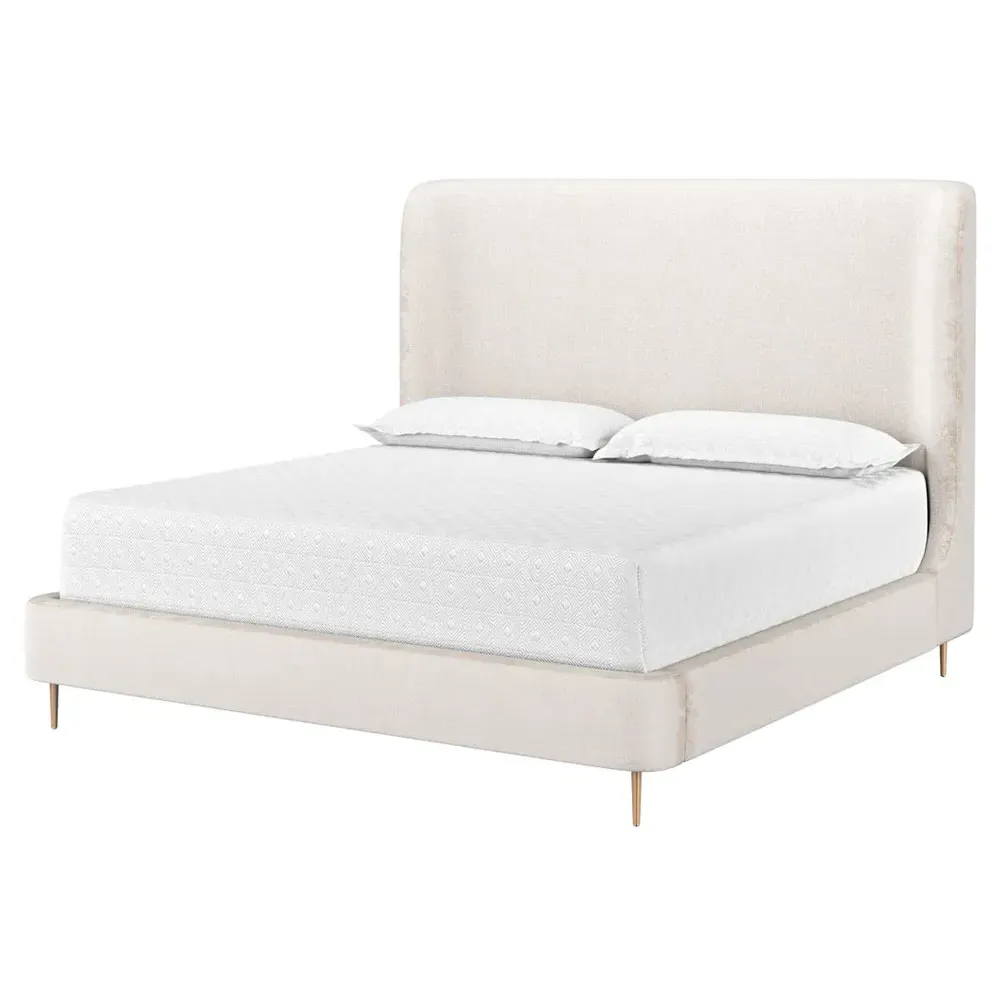 Brennan King Size Wingback Bed - Taupe, Steel