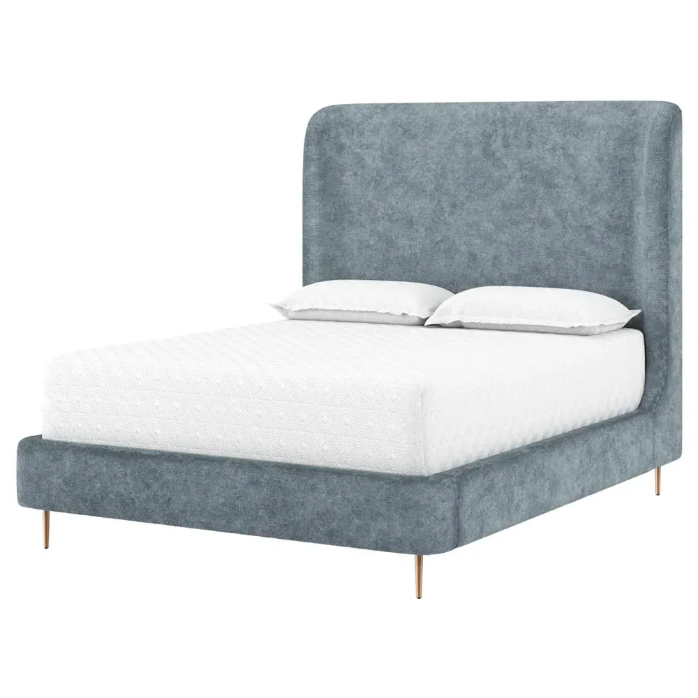 Brennan Queen Size Wingback Bed - Blue, Steel image