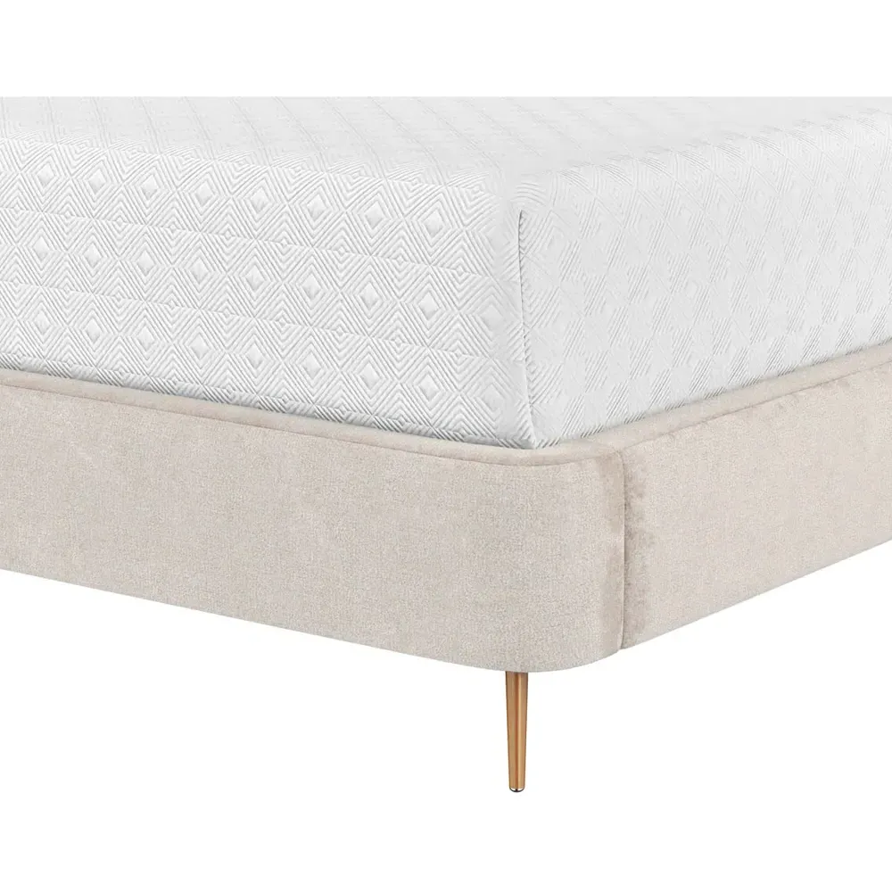 Brennan Queen Size Wingback Bed - Taupe, Steel