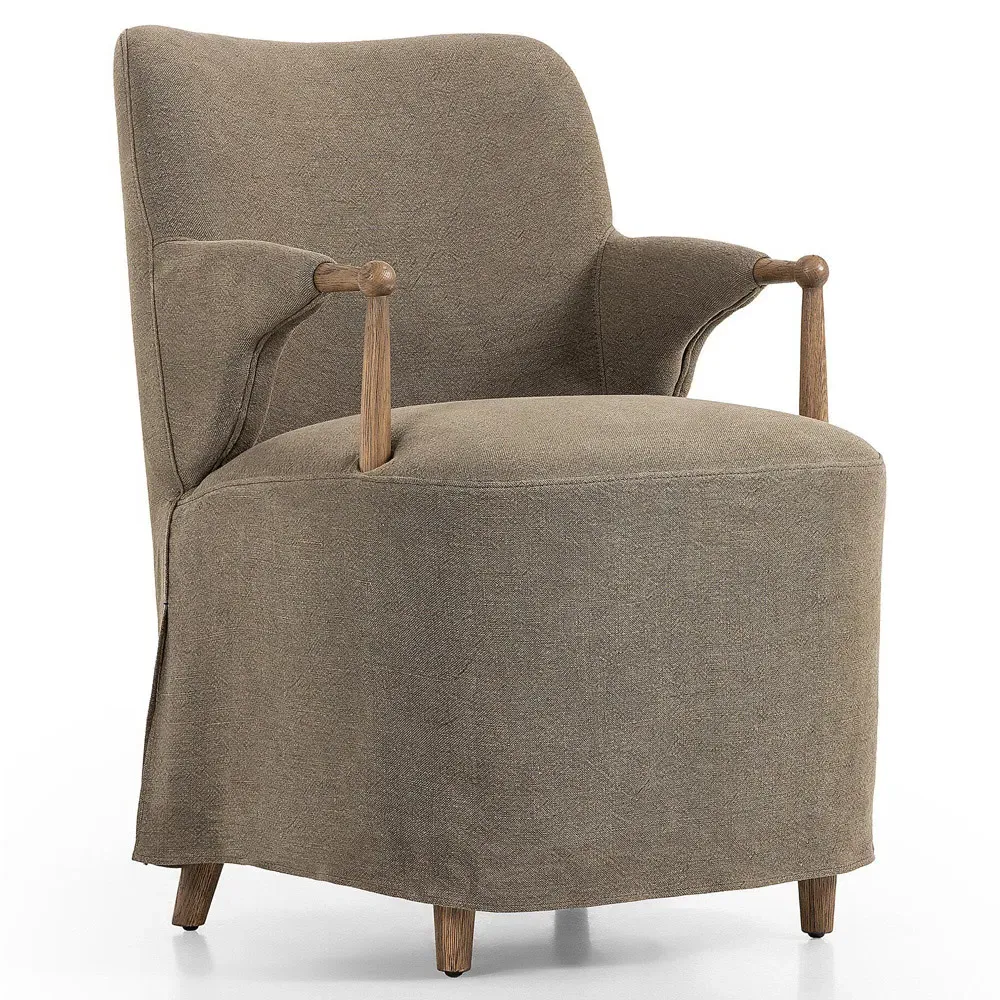 Brently Broadway Dining Chair - Olive, Linen