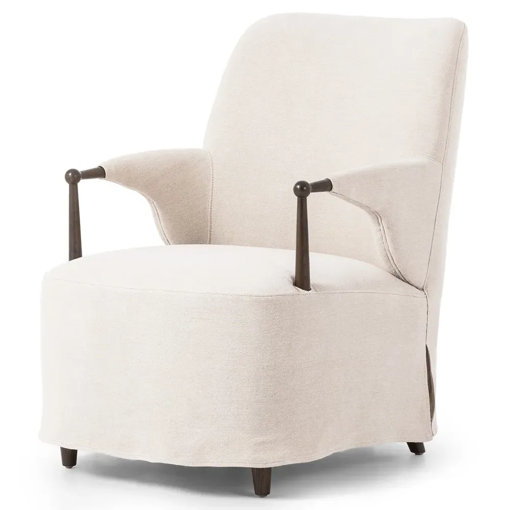 Brently Broadway Dune Linen Chair - Beige, Oak