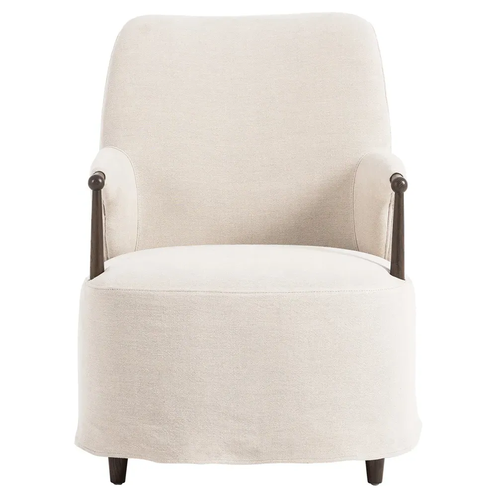 Brently Broadway Dune Linen Chair - Beige, Oak