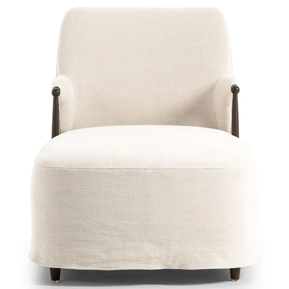 Brently Broadway Dune Linen Chaise - Beige, Oak