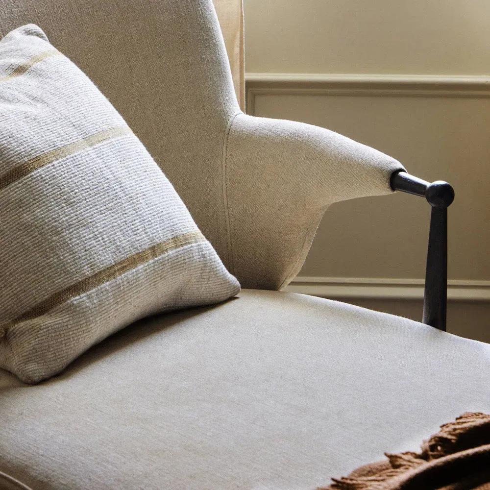 Brently Broadway Dune Linen Chaise - Beige, Oak