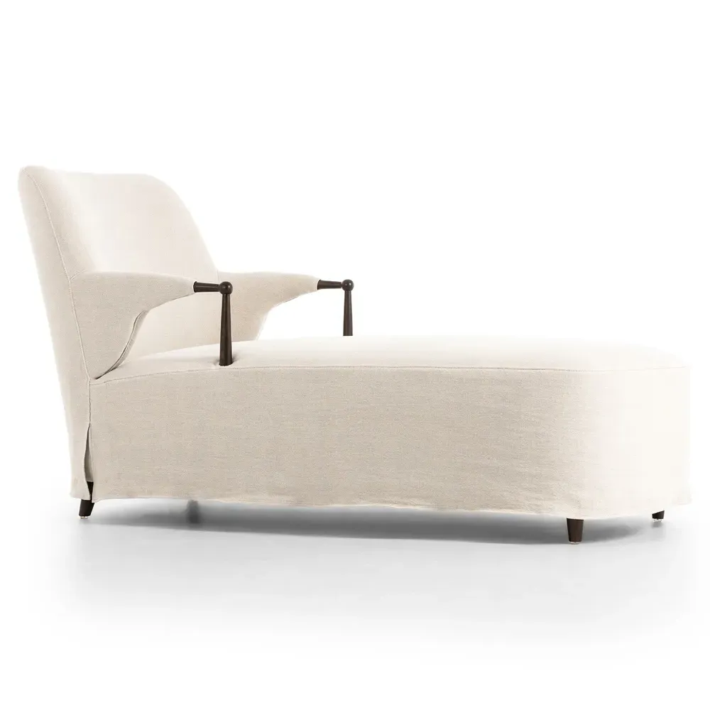 Brently Broadway Dune Linen Chaise - Beige, Oak