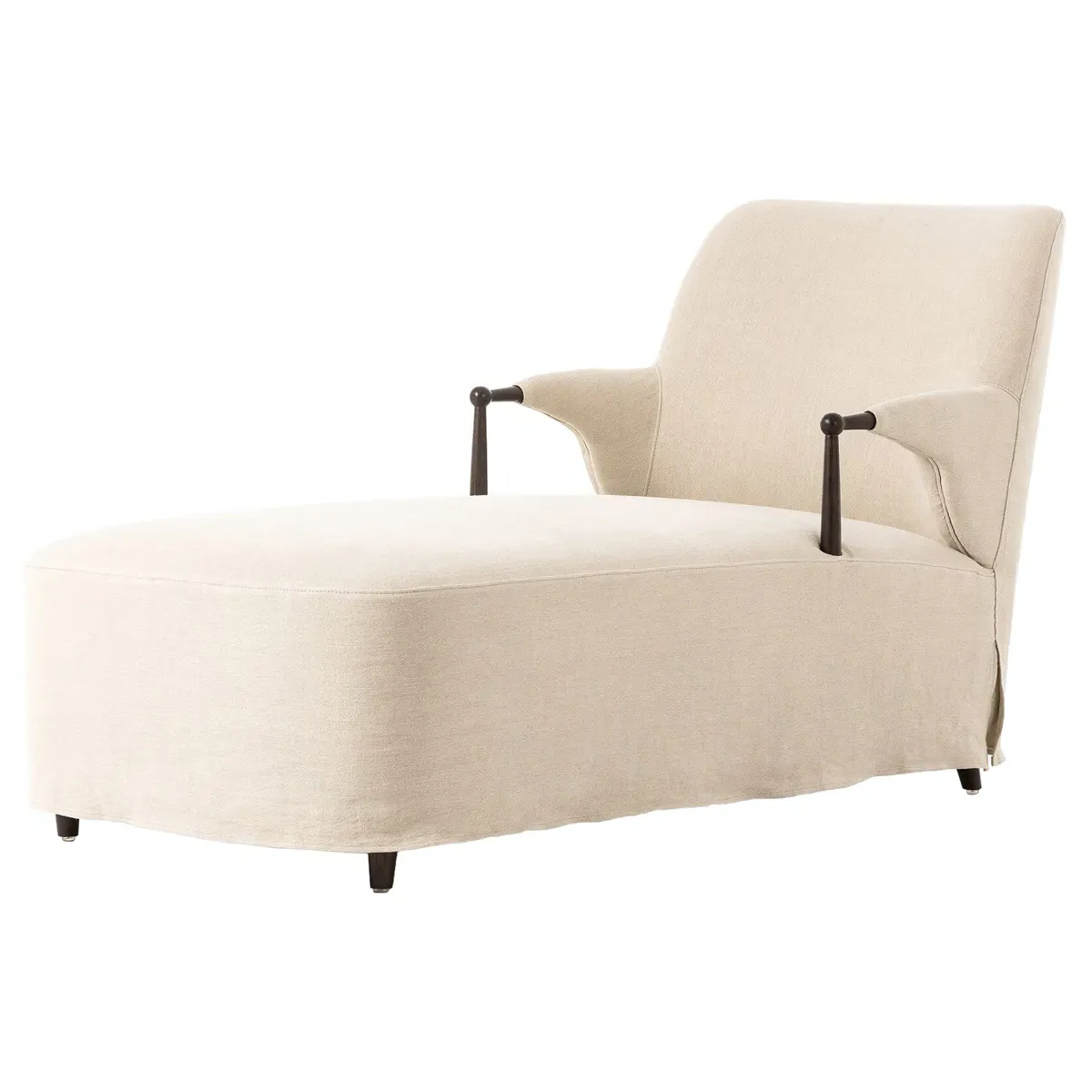 Brently Broadway Dune Linen Chaise - Beige, Oak