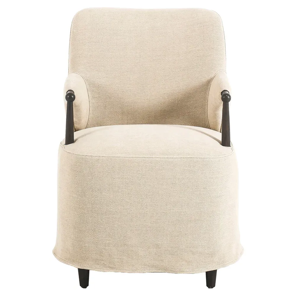 Brently Broadway Dune Linen Dining Chair - Beige, Oak image