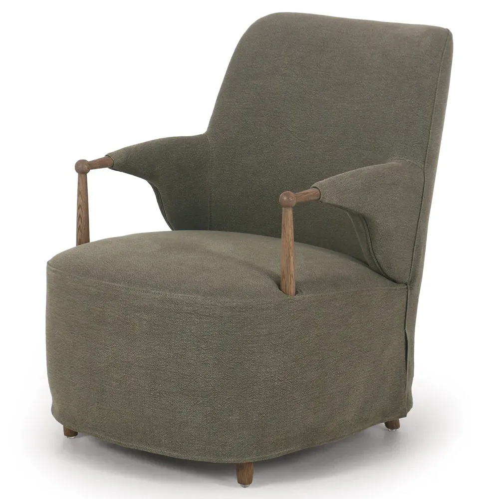 Brently Broadway Slipcovered Chair - Olive, Linen