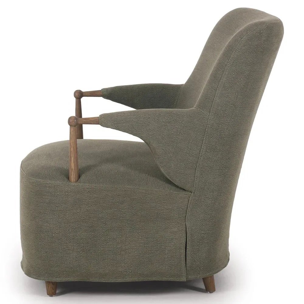 Brently Broadway Slipcovered Chair - Olive, Linen