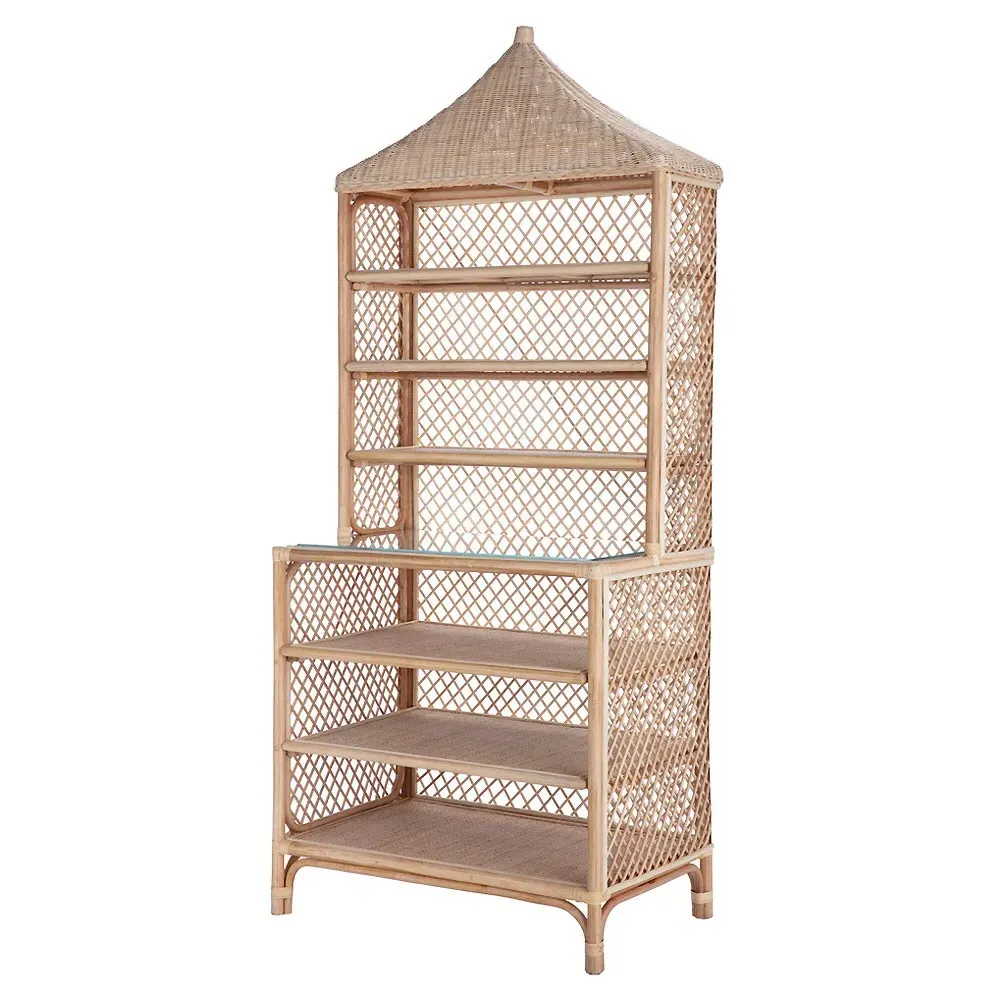 Brenton Pagoda Etagere - Brown, Rattan