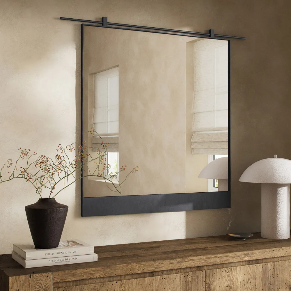 Breslin Rectangular Wall Mirror - Black, Iron