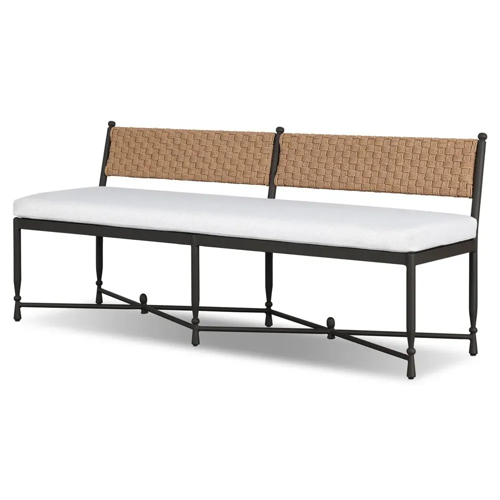 Breton Alessi Outdoor Bench - White, Linen
