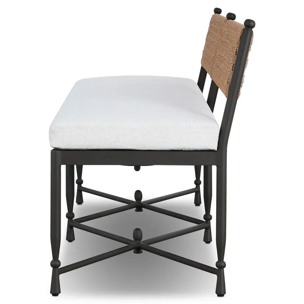 Breton Alessi Outdoor Bench - White, Linen