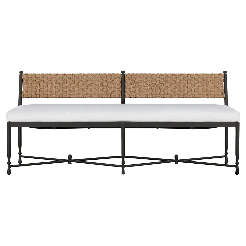 Breton Alessi Outdoor Bench - White, Linen image