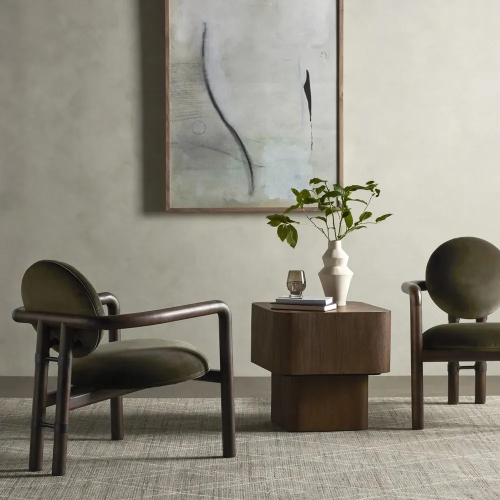 Bria Arm Chair - Olive, Velvet