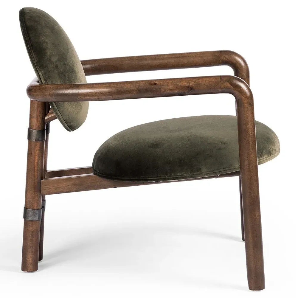 Bria Arm Chair - Olive, Velvet