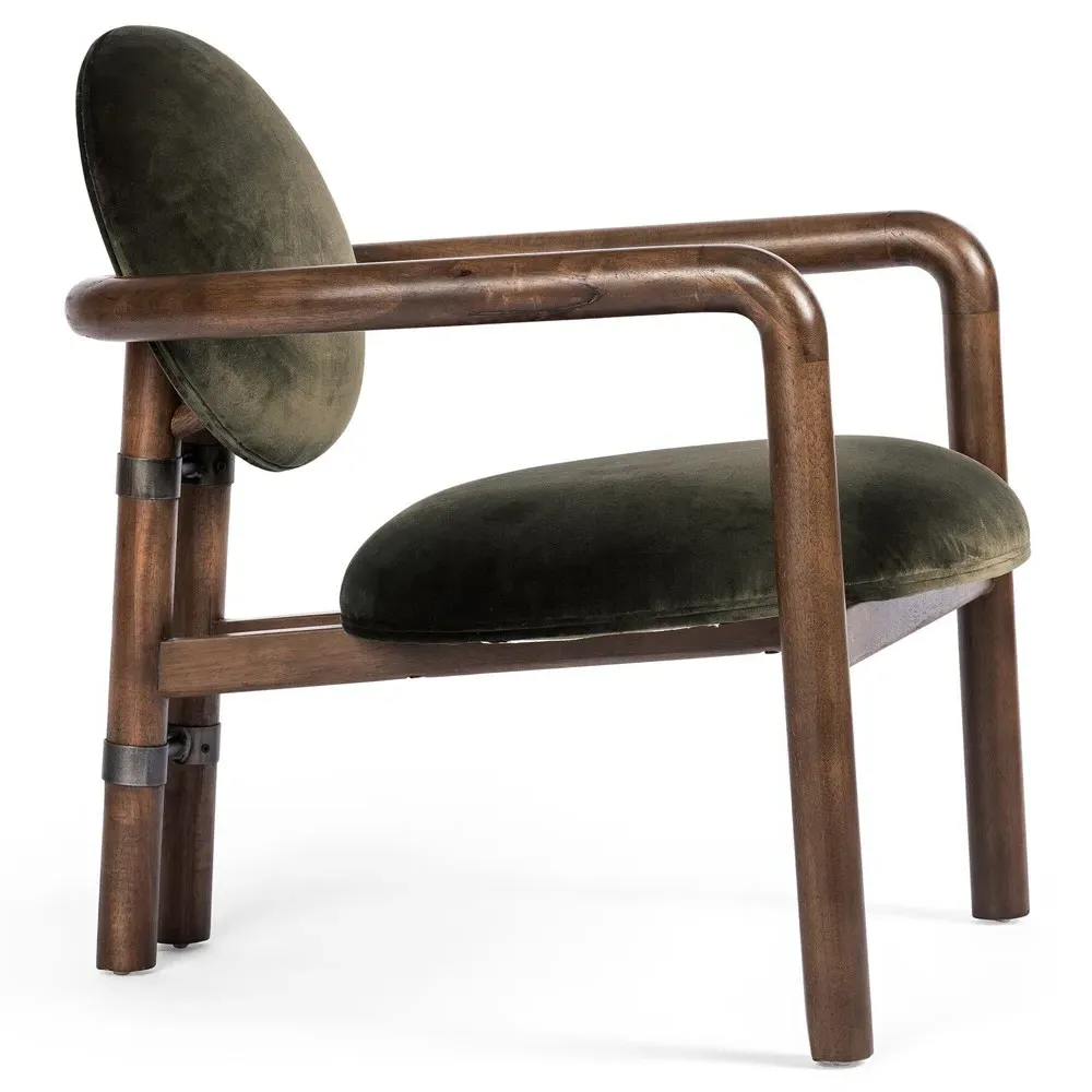 Bria Arm Chair - Olive, Velvet