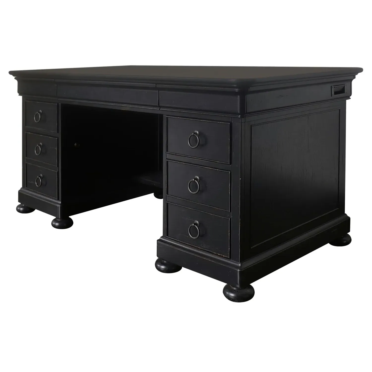 Bria Executive Desk - Black, Pecan Veneer image