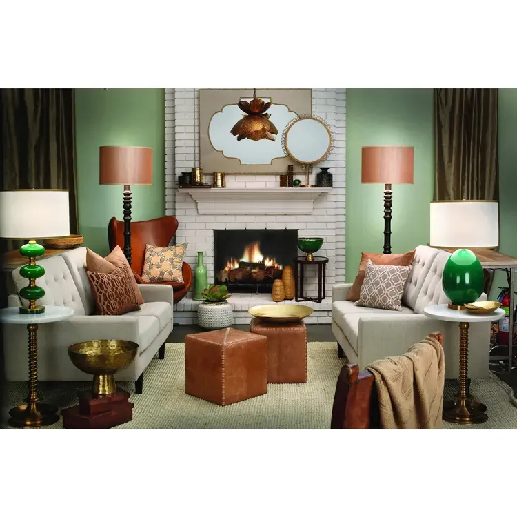 Brian Square Ottoman - Brown, Leather