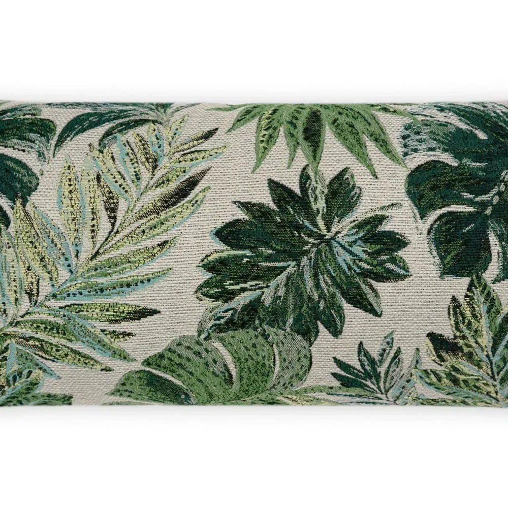 Briana Leaf Print Lumbar Pillow - Green, Polyester