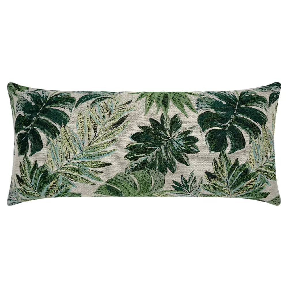 Briana Leaf Print Lumbar Pillow - Green, Polyester image