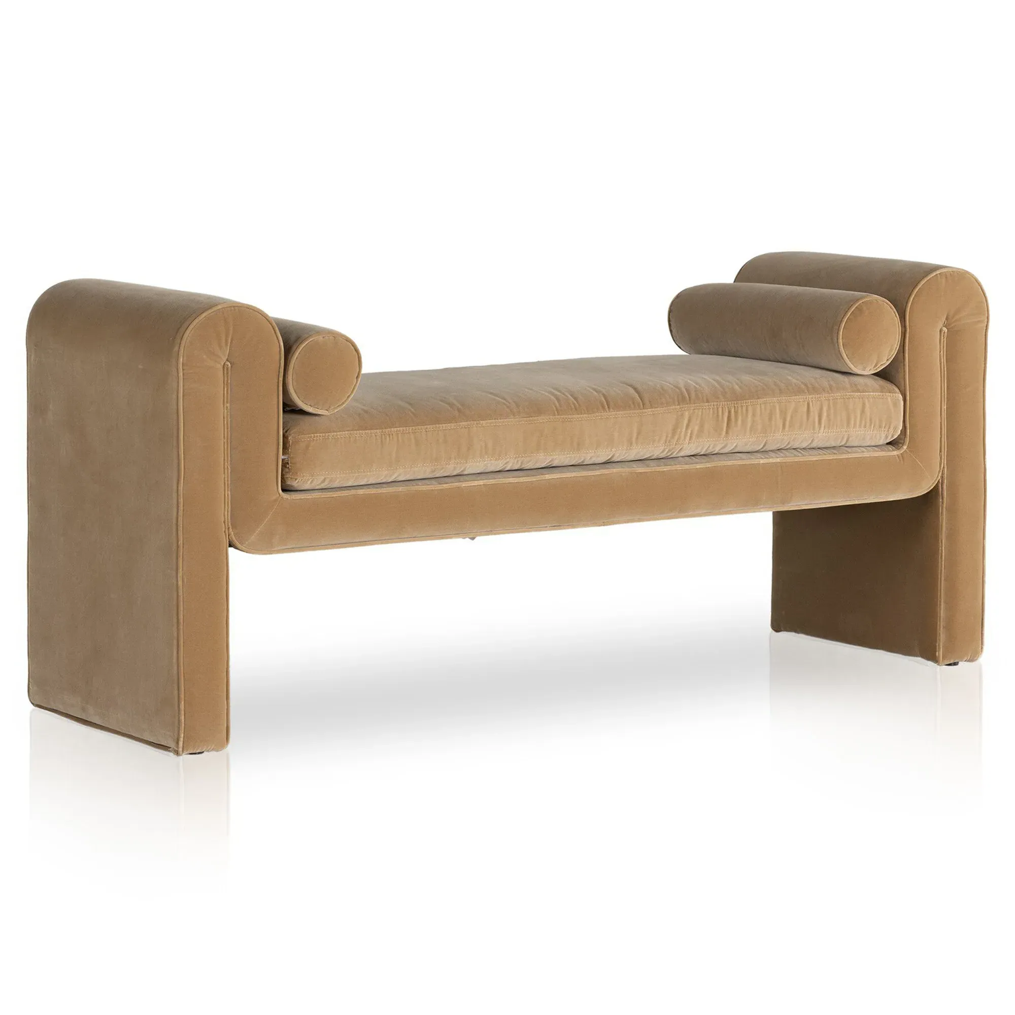 Brianne Bedroom Bench - Camel, Velvet