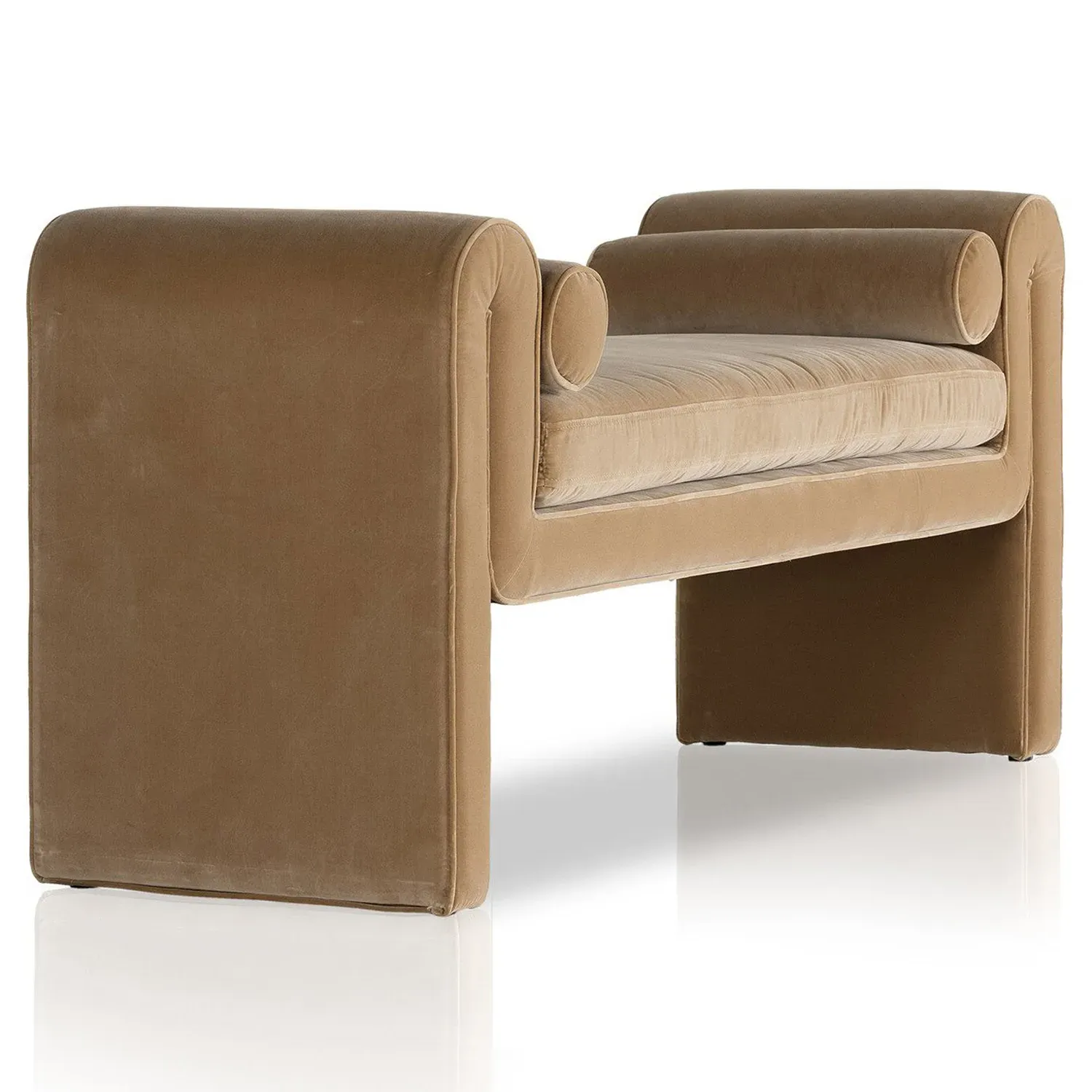 Brianne Bedroom Bench - Camel, Velvet