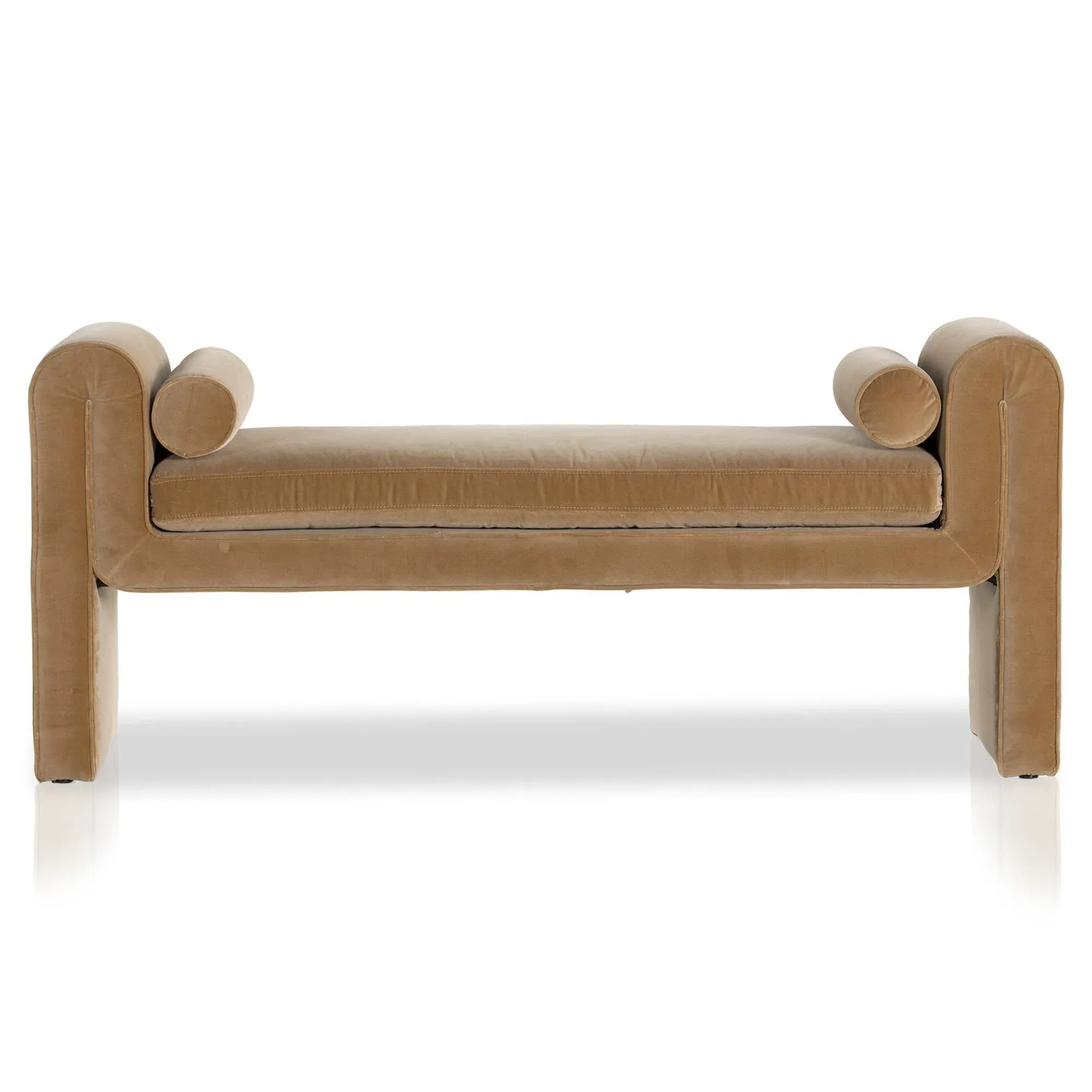 Brianne Bedroom Bench - Camel, Velvet
