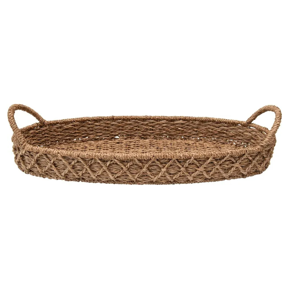 Bridgette Oval Decorative Tray - Brown, Seagrass