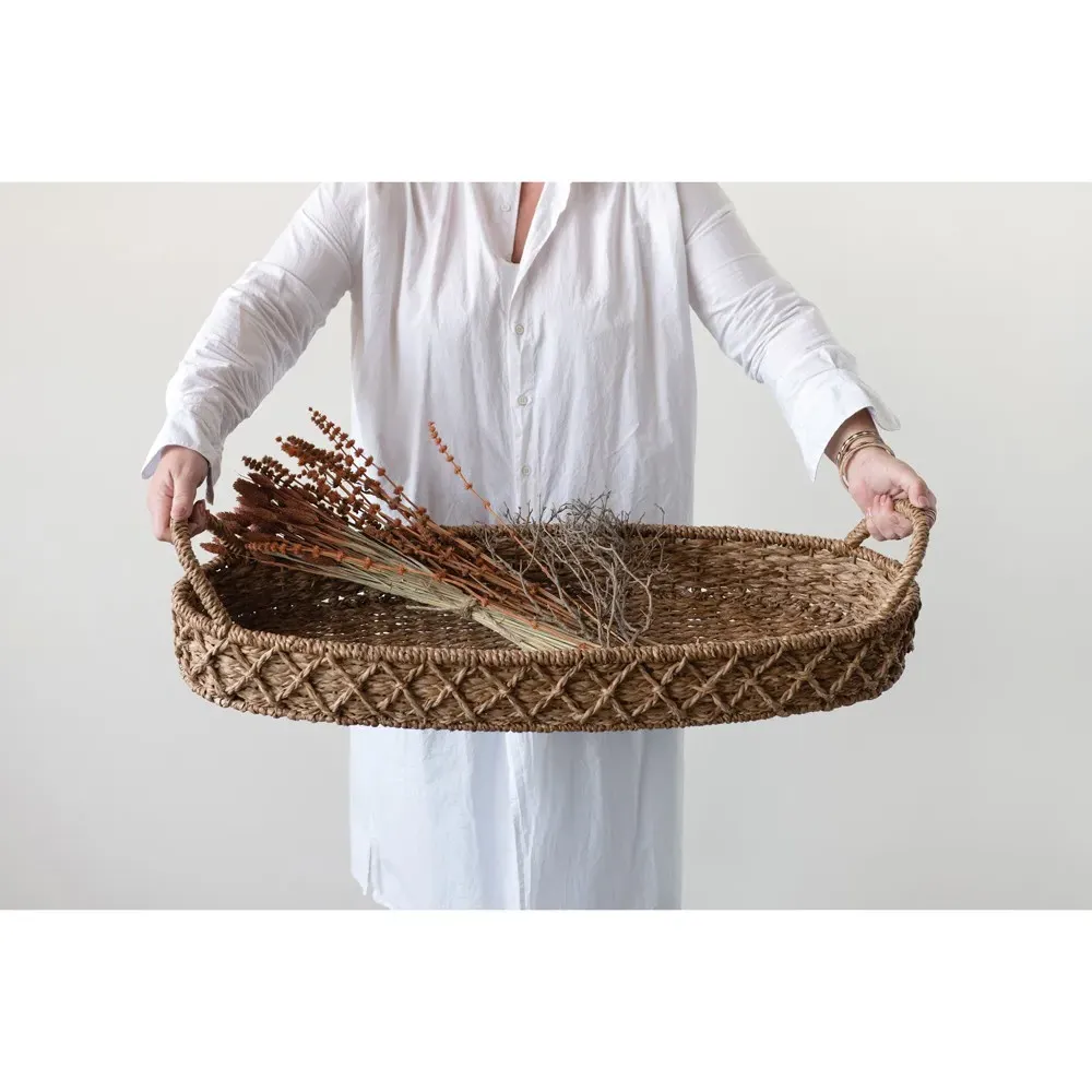 Bridgette Oval Decorative Tray - Brown, Seagrass