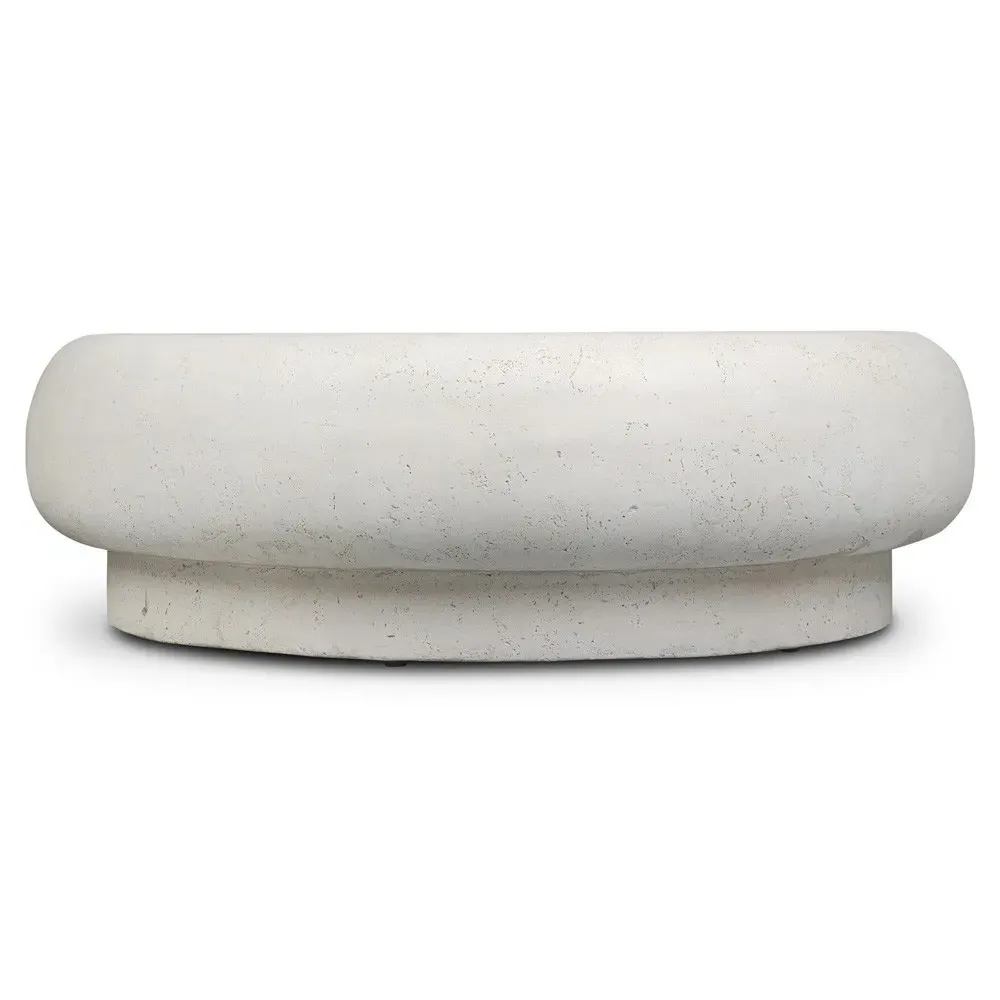 Brie Round Outdoor Coffee Table - White, Concrete